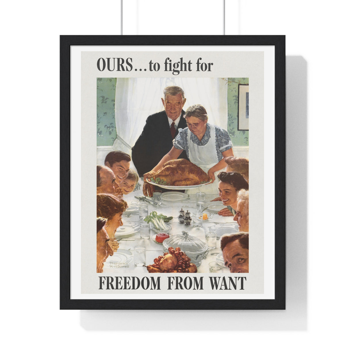 Ours to Fight For, Freedom From Want, Vintage Thanksgiving Illustration by Norman Rockwell, Framed Print