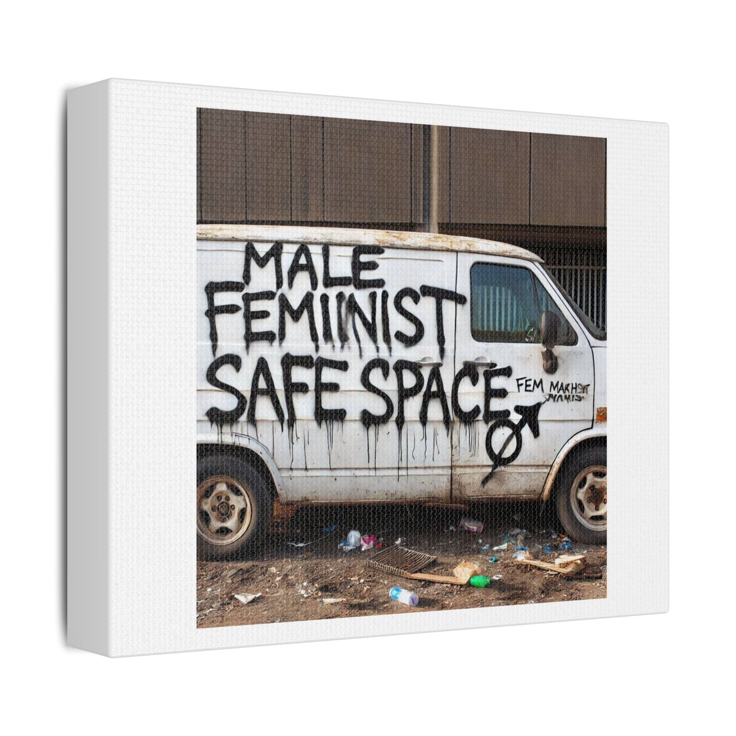 Male Feminist Safe Space Abstract Art 'Designed by AI' Print on Canvas