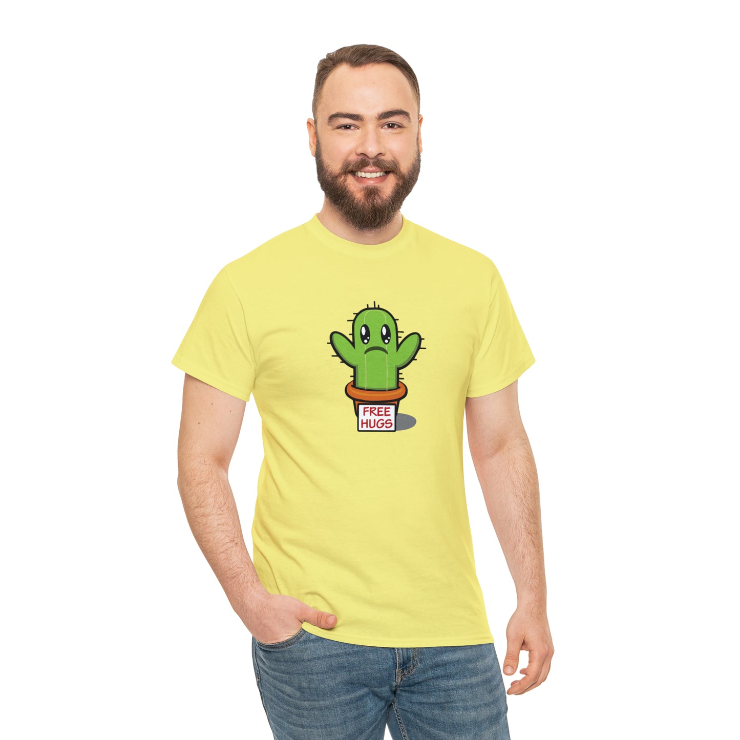 Free Hugs Sad Cactus Design T-Shirt