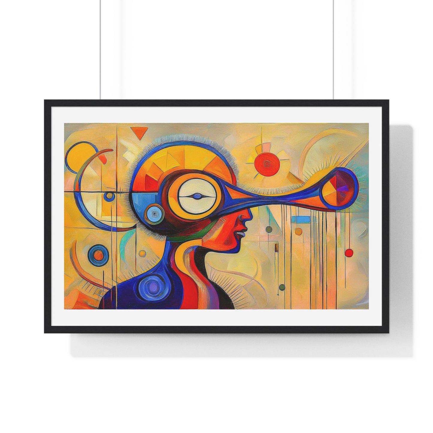 Mindful of Time, in the Style of Wassily Kandinsky 'Designed by AI' Framed Art Print