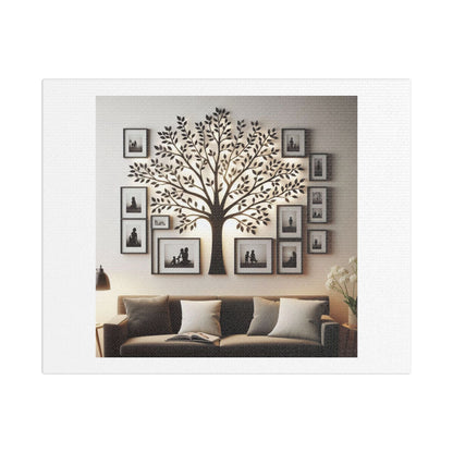 Family Tree Wall Art, Black Tree Silhouette 'Designed by AI' Art Print on Canvas