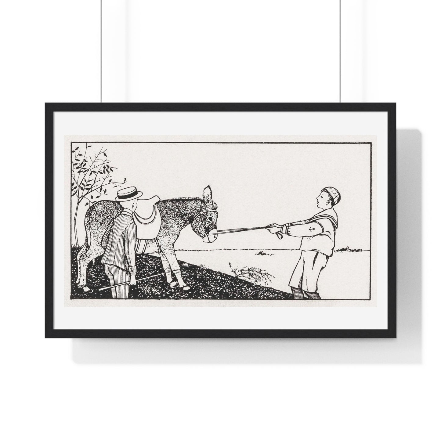 Two Boys and a Donkey by Julie de Graag (1877-1924) from the Original, Framed Print