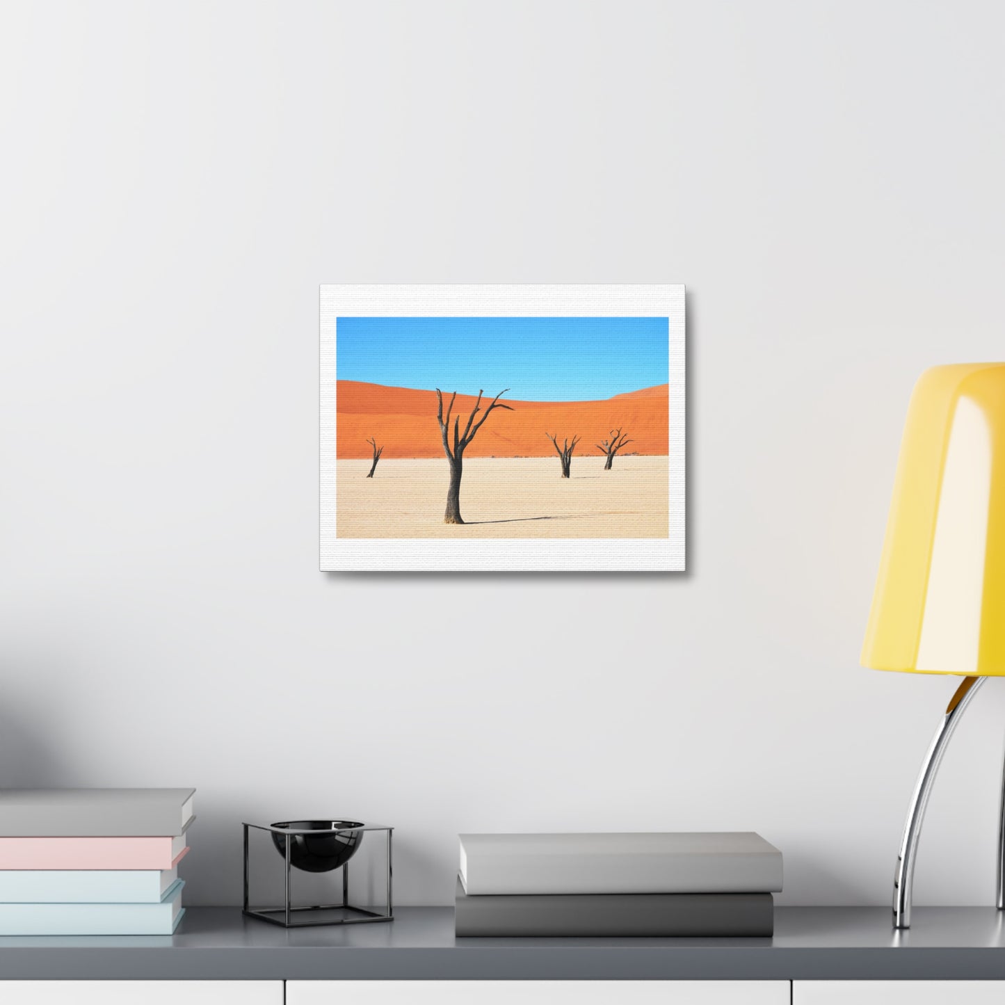 Dead Tree on Desert Illustration, Art Print on Satin Canvas