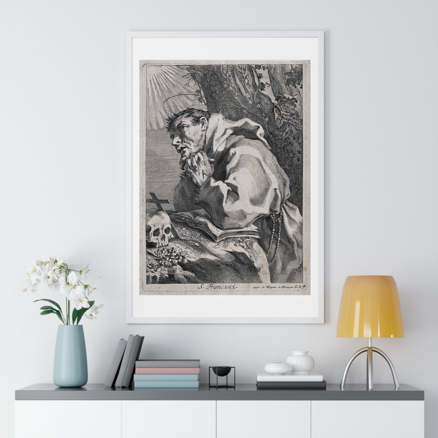 Saint Francis of Assisi in Ecstasy, from the Original Etching, Framed Art Print