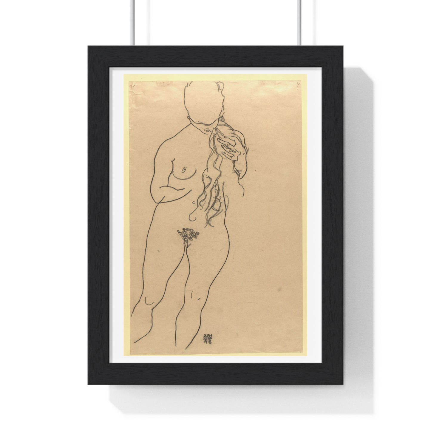 Nude by Egon Schiele, from the Original, Framed Art Print