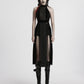 Punk Rave Selene Velvet Mesh High Slit Goth Dress In Black