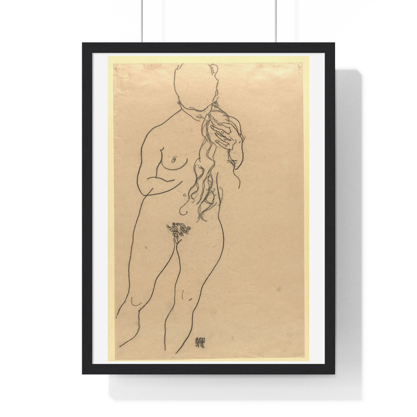 Nude by Egon Schiele, from the Original, Framed Art Print