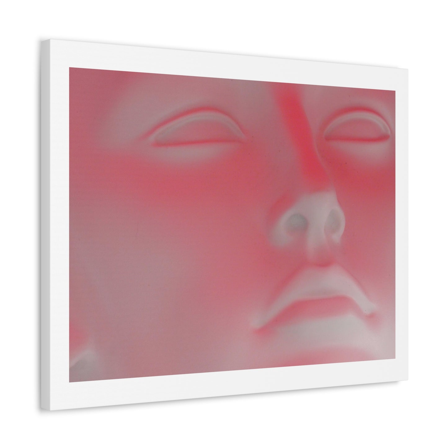 Pink Neon Head Art Print on Satin Canvas, Stretched