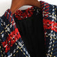 Vireous Women's Red and Black Tweed Blazer