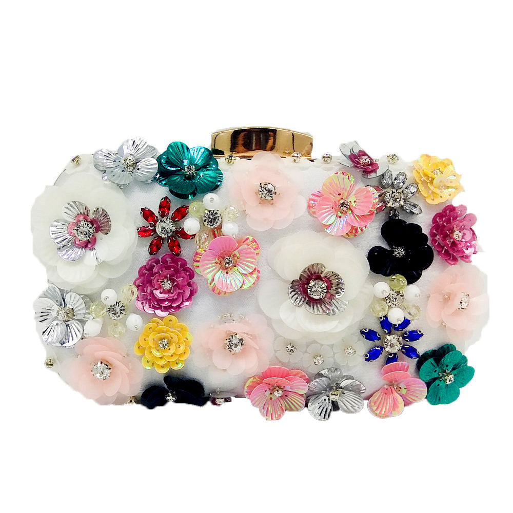 Flower Beaded Banquet Bag Party Clutch Handbag