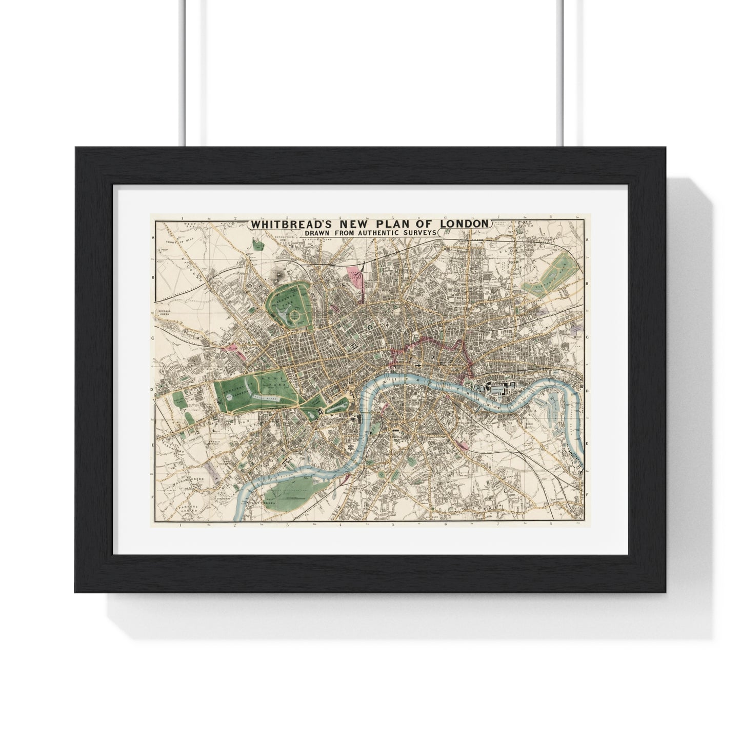 Whitbread's New Plan of London Drawn from Authentic Survey (1853) from the Original, Framed Art Print