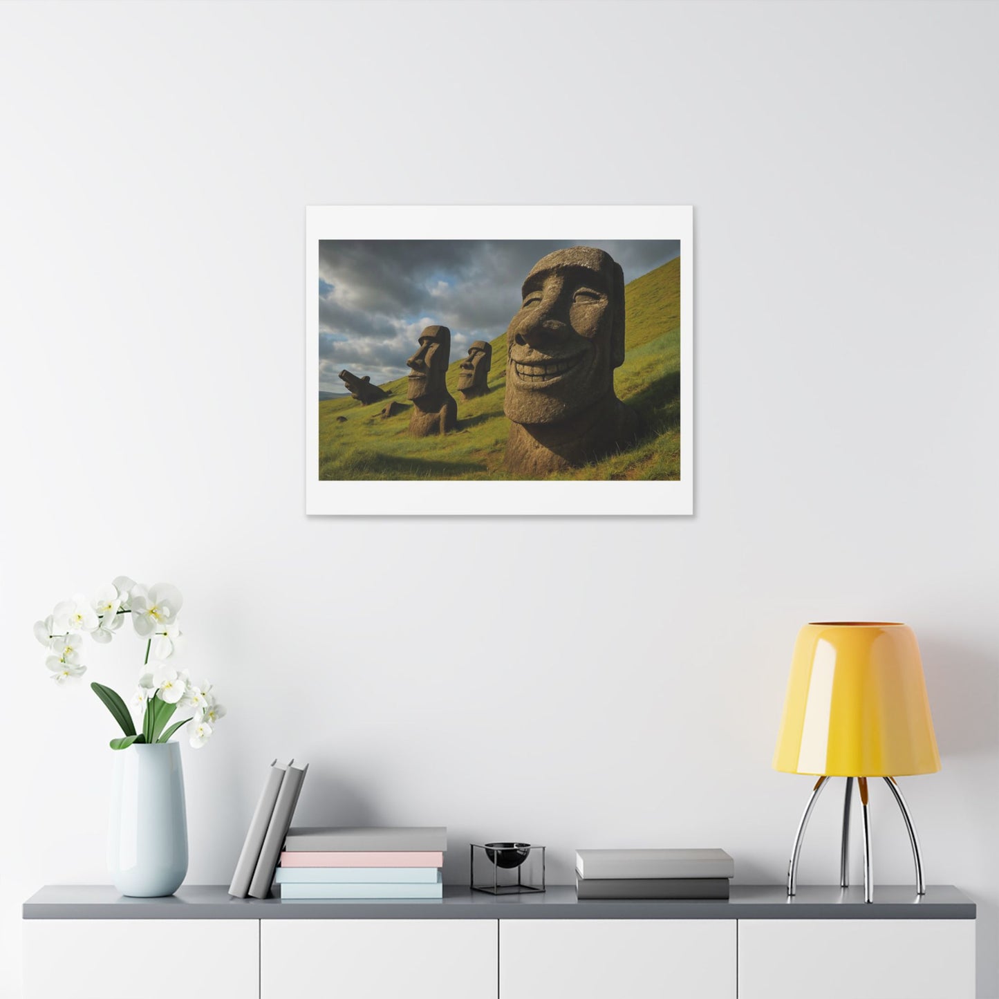 Moai Statues of Easter Island Seen on a Good Day 'Designed by AI' Canvas Art Print