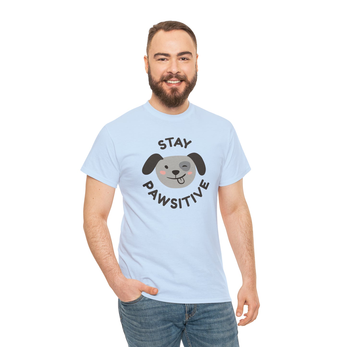 Stay Pawsitive Dog Lover's Cotton T-Shirt