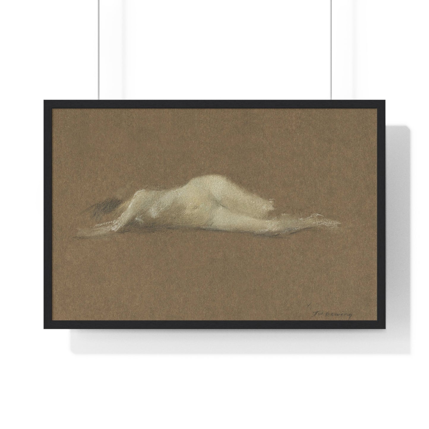 Nude Woman on Her Side by Thomas Wilmer Dewing from the Original, Framed Art Print