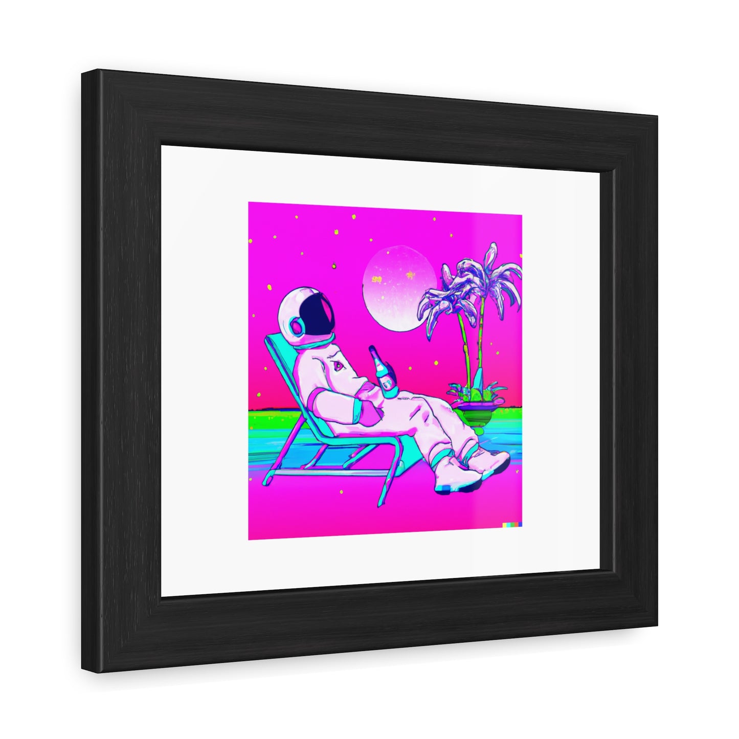 Astronaut At A Tropical Resort Digital Art 'Designed by AI' Wooden Framed Print