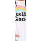 Feelin' Good  White T-Shirt, Rainbow Print