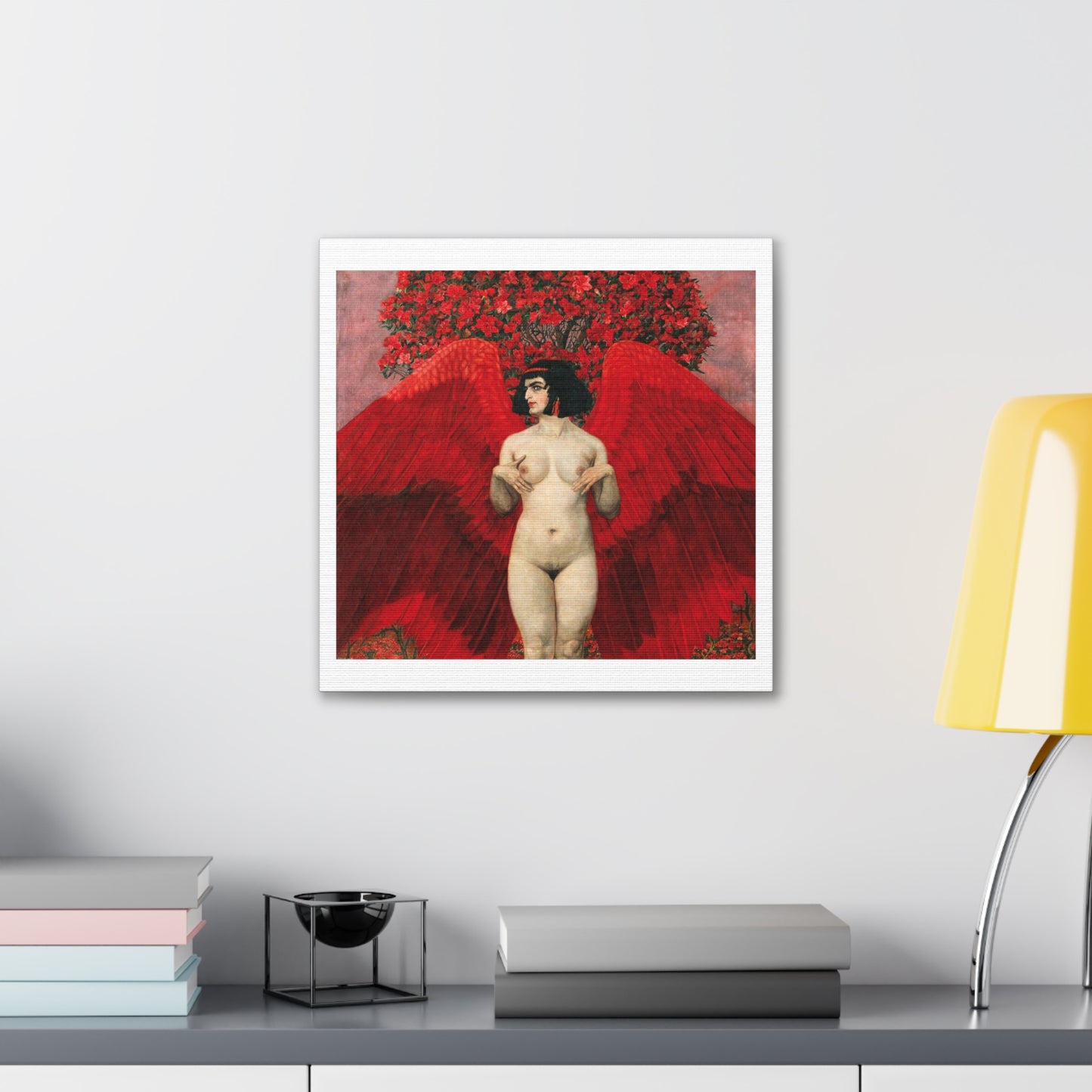 Red Angel 'Roter Engel' (1902) by Karl Mediz, Art Print from the Original on Canvas