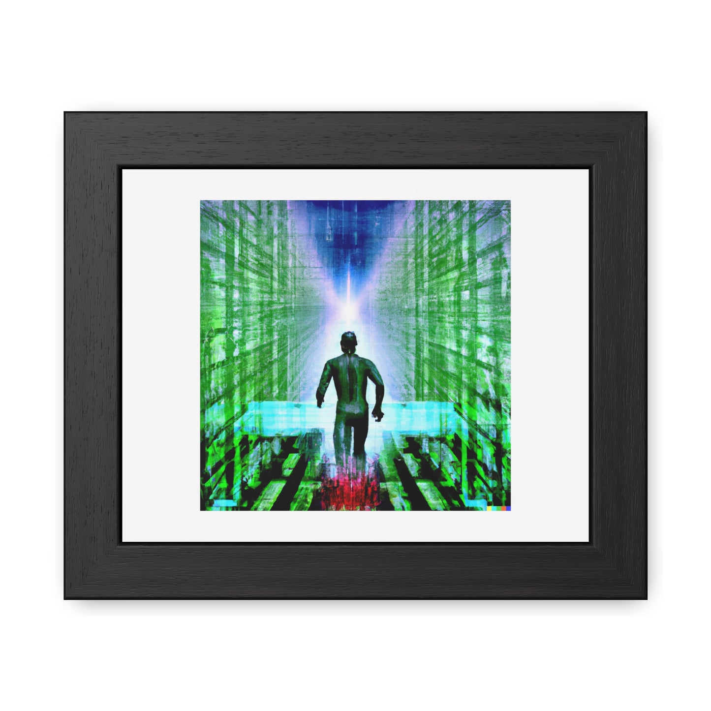 Escaping the Matrix Digital Art 'Designed by AI' Wooden Framed Print