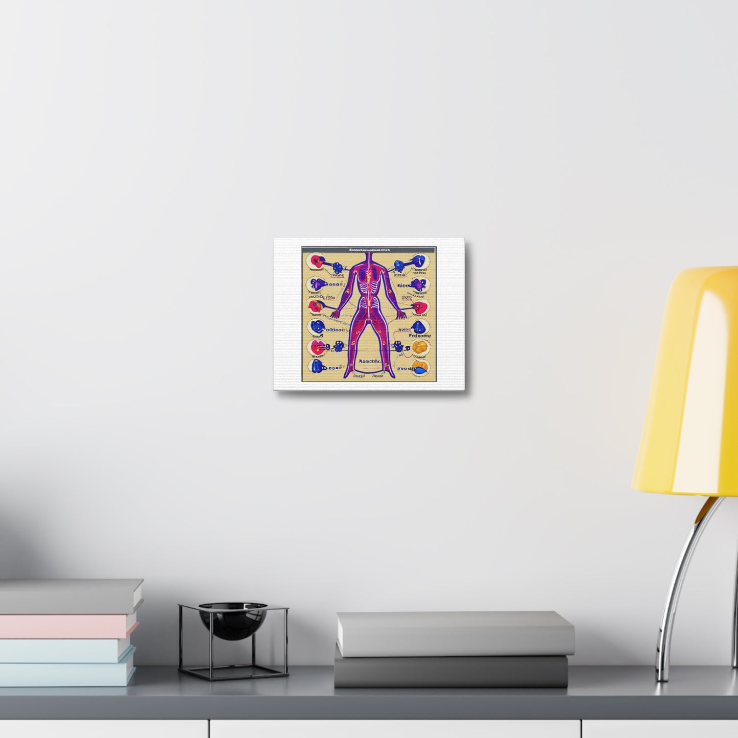 Endocrine System Beautiful Medical Drawing 'Designed by AI' Art Print on Canvas