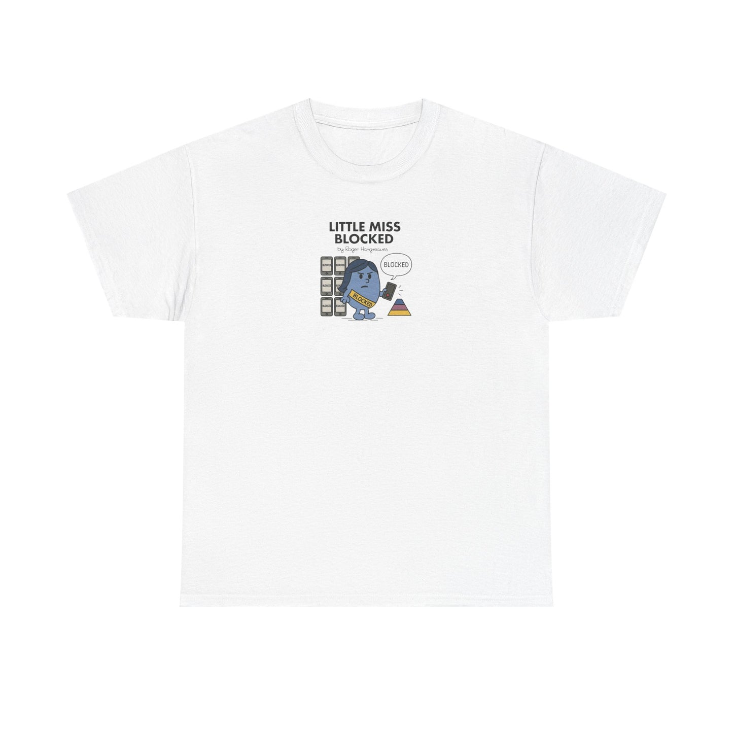 Little Miss Blocked, Funny Mr Men Cartoon Art T-Shirt