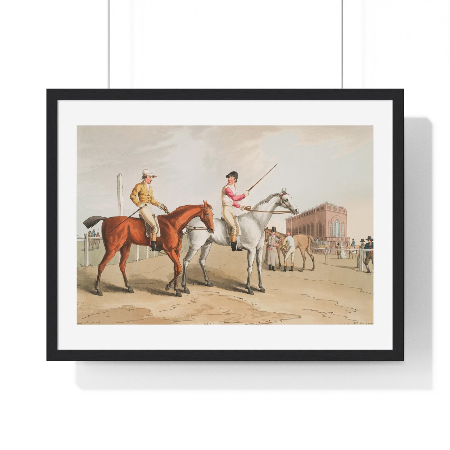 Illustration of Jockeys from 'The Costume of Yorkshire' (1814) by George Walker, from the Original, Framed Art Print