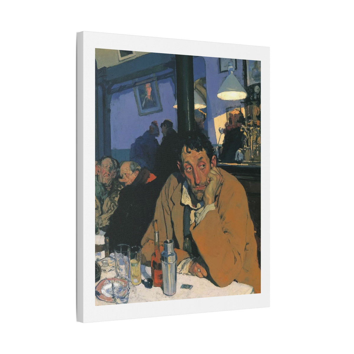 Café Art, Print on Satin Canvas, Stretched