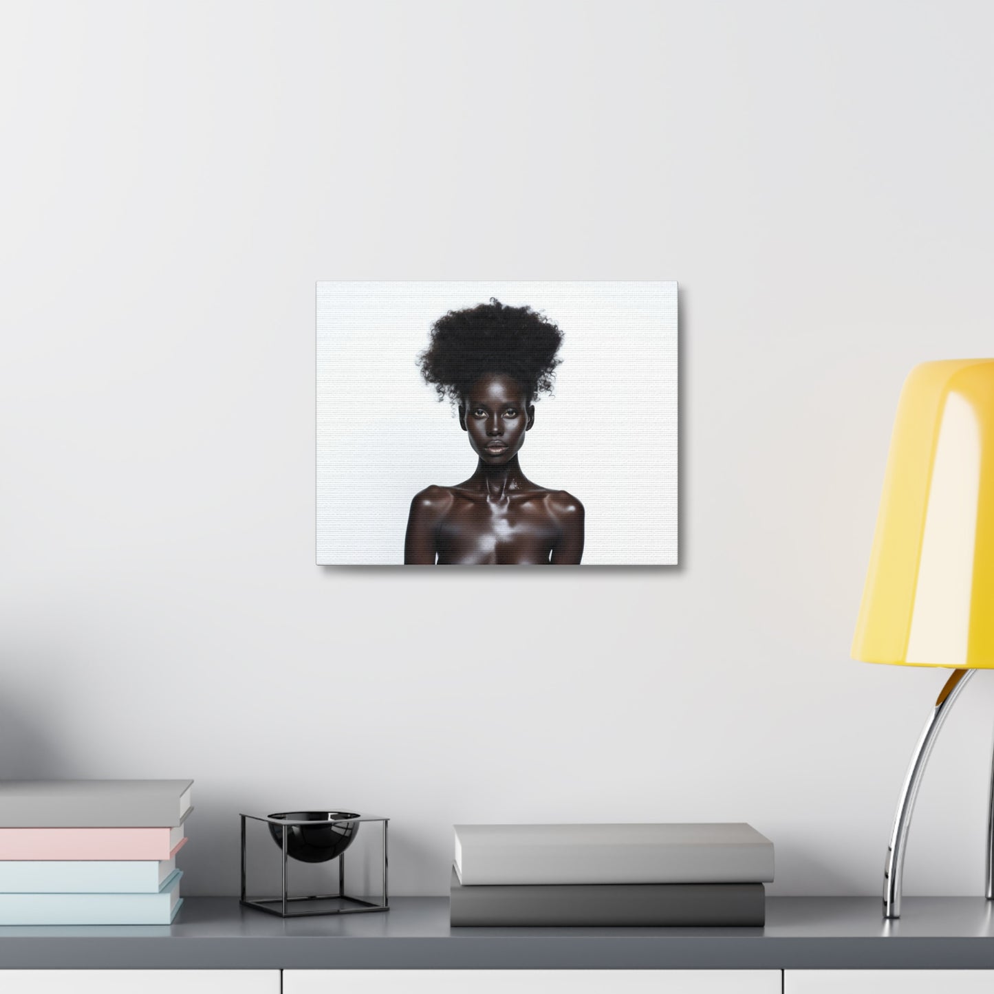 Black is Beautiful Fashion Portrait, Art Print 'Designed by AI', on Satin Canvas