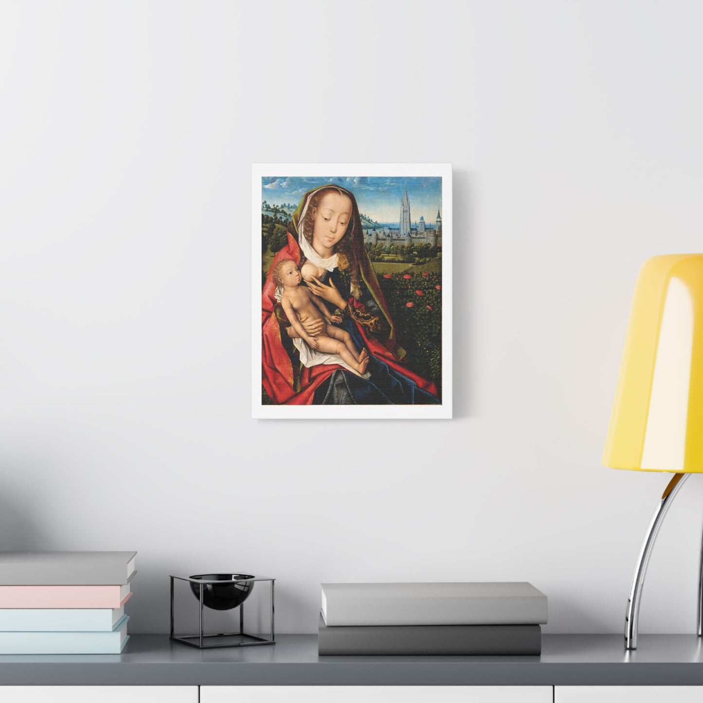 Virgin and Child in a Landscape (1480–90) by Master of the Legend of Saint Lucy, from the Original, Art Print on Canvas