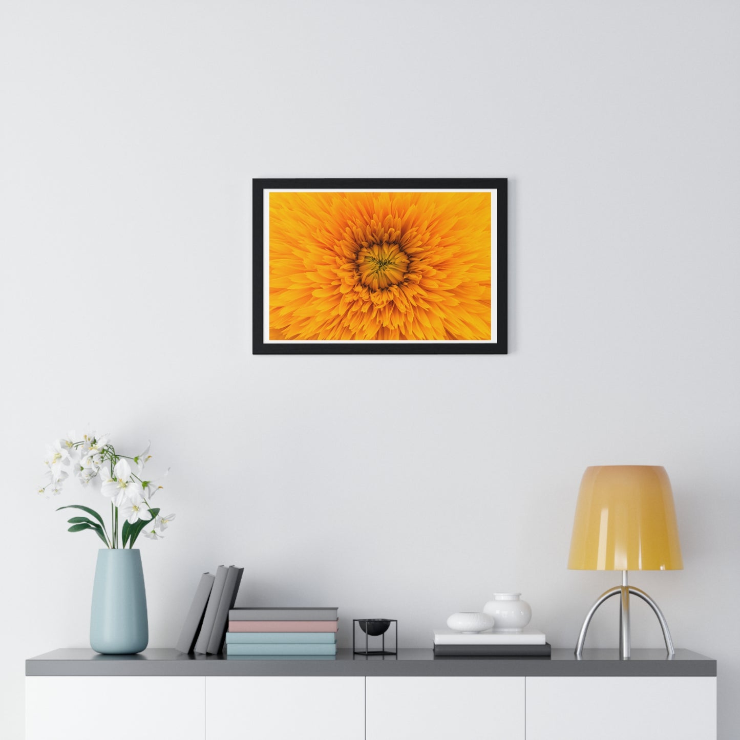 Vibrant Yellow Flower Relaxing Large Wall Art, Framed Print