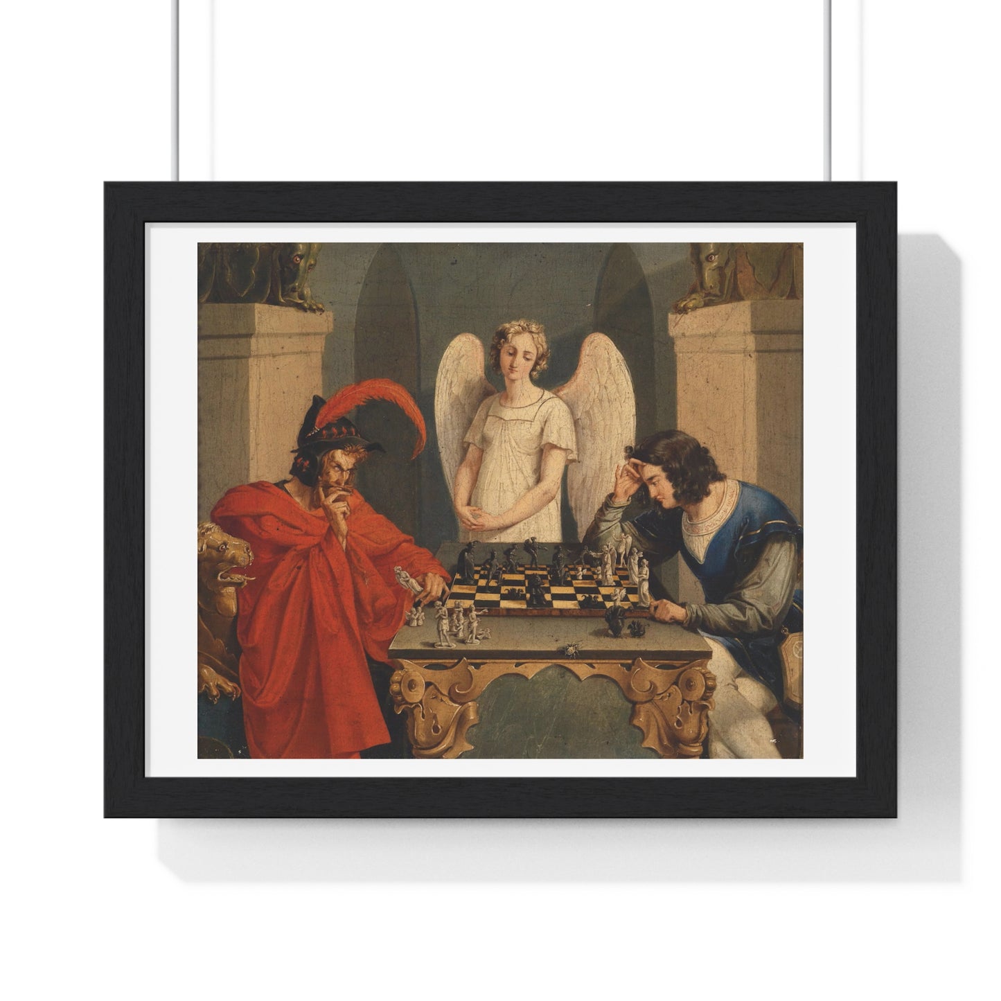 The Devil's Checkmate by Moritz Retzsch (1831) from the Original, Framed Art Print