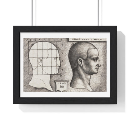 Profile Study of a Man's Head (1542) Vintage Illustration by Hans Sebald Beham, from the Original, Framed Art Print