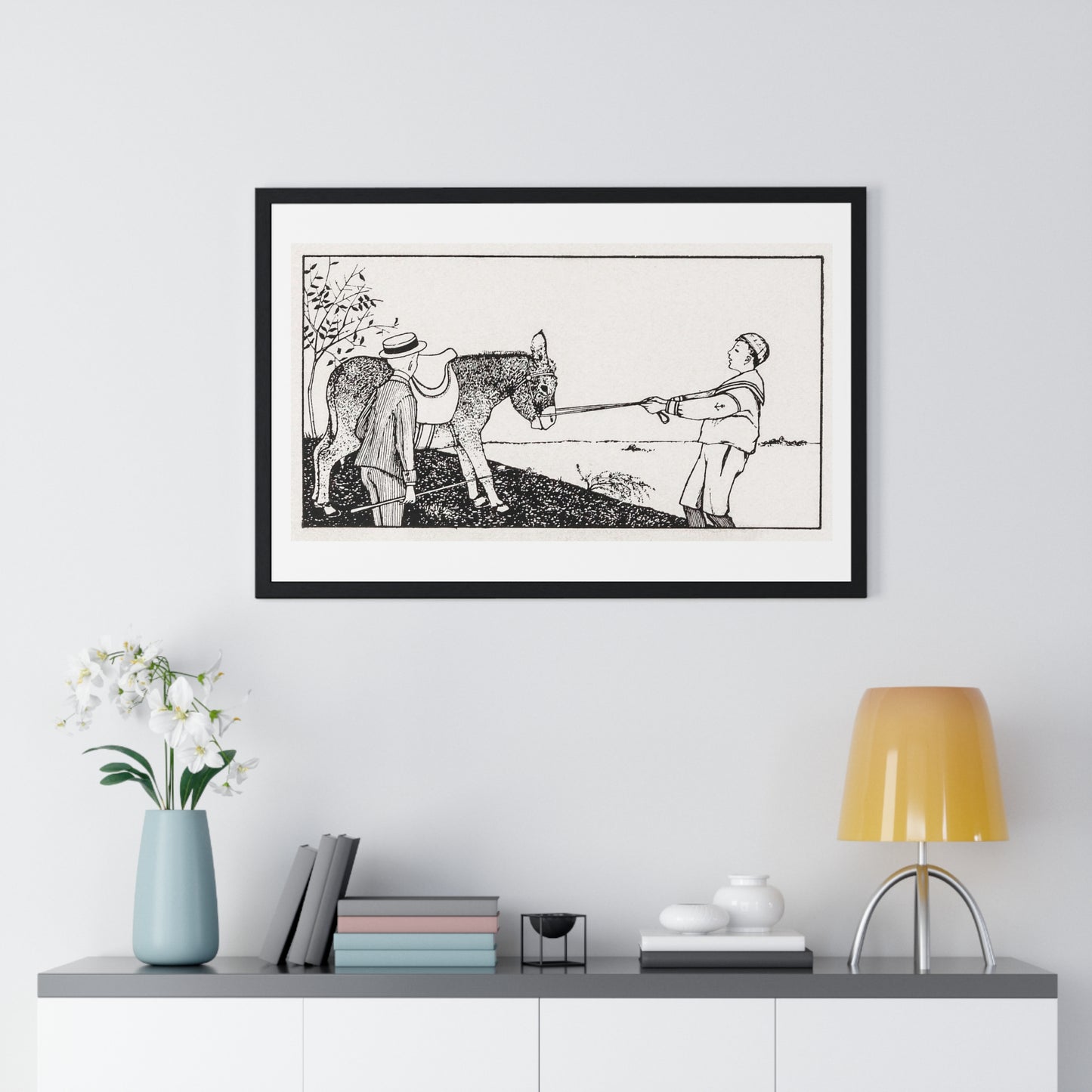 Two Boys and a Donkey by Julie de Graag (1877-1924) from the Original, Framed Print