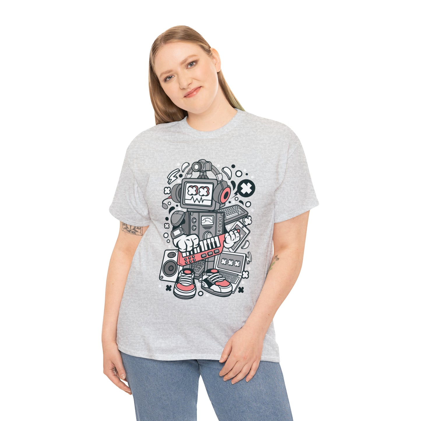 Robot Music Machine Cartoon T-Shirt