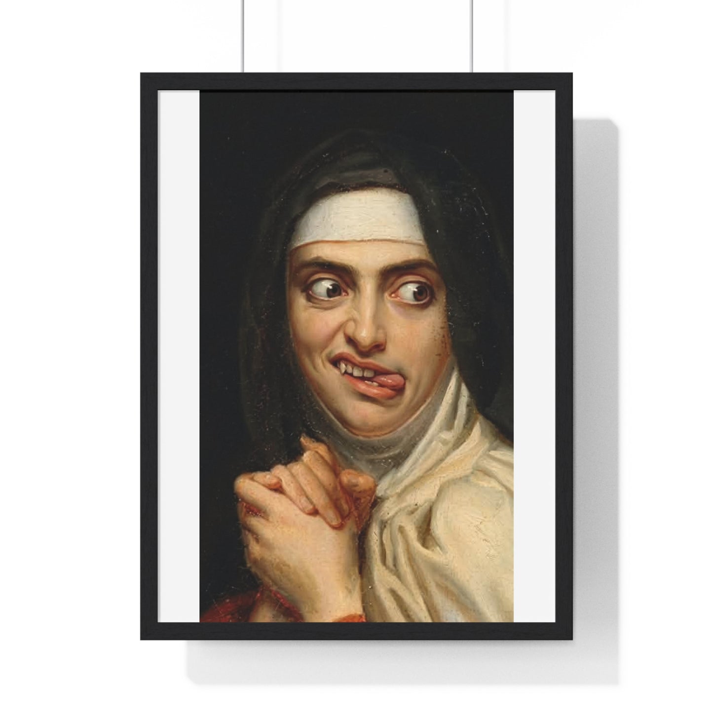 Crazy Nun, Surrealist Art, Large Decor Framed Print