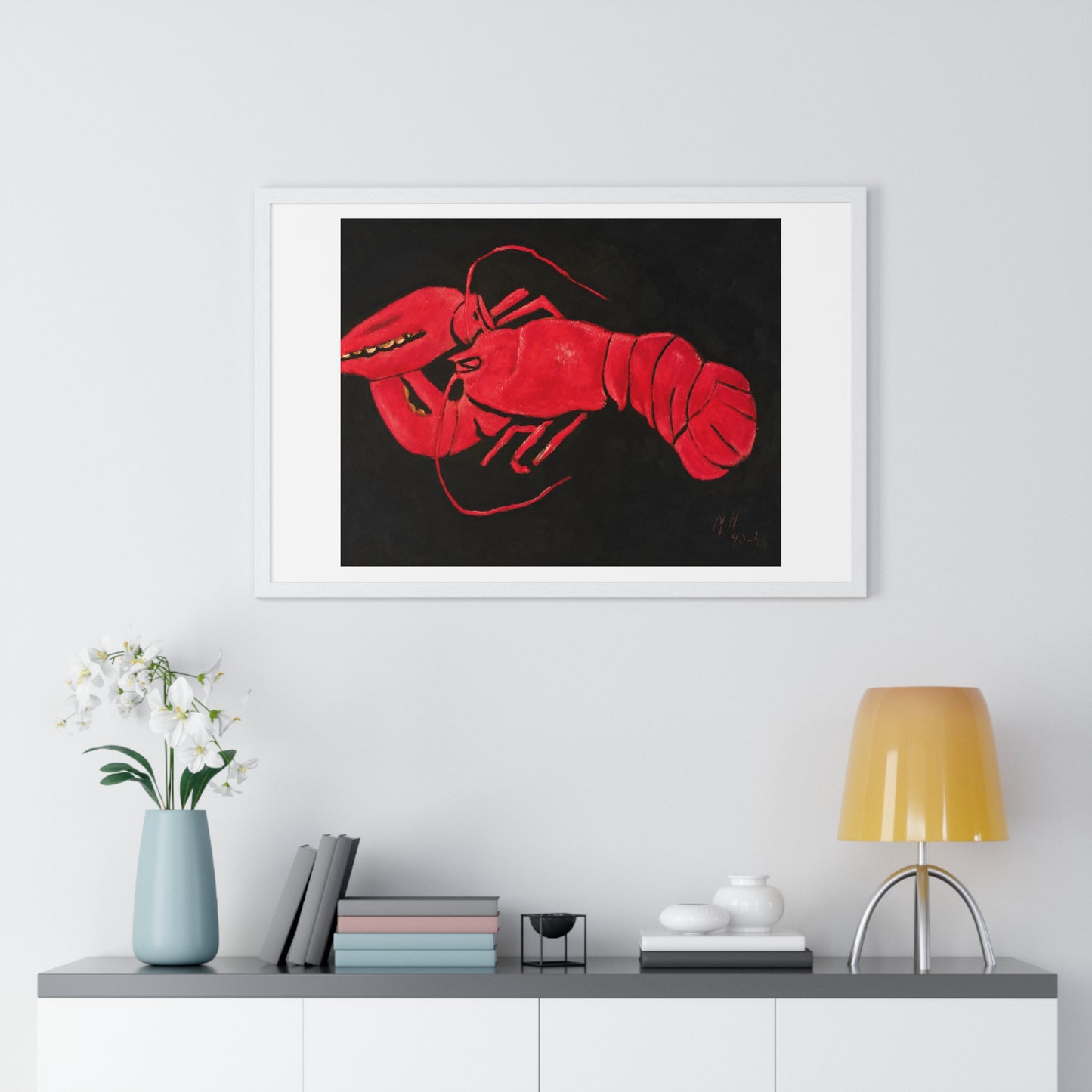 Lobster on Black Background (1940–1941) by Marsden Hartley, from the Original, Framed Art Print