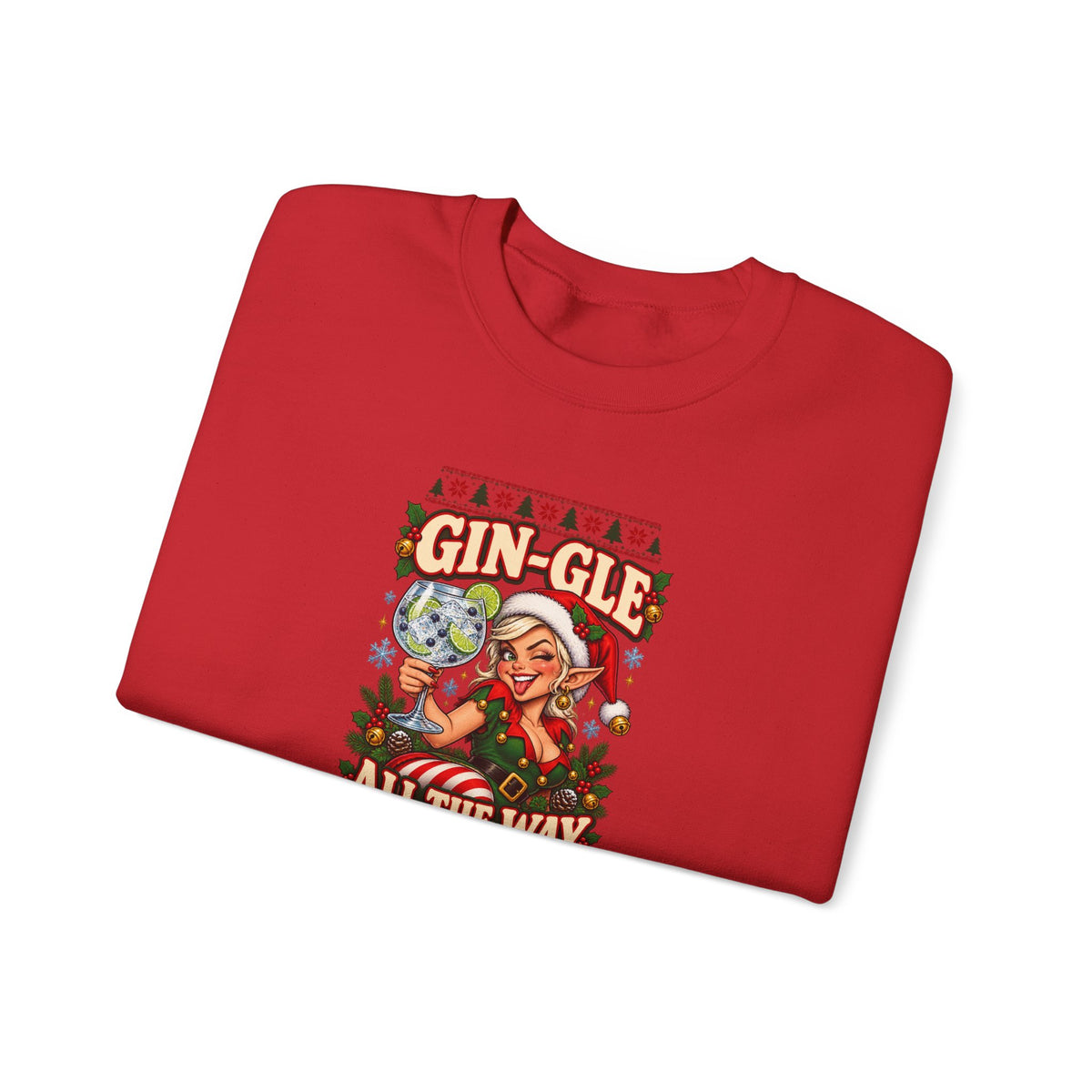 Funny Adult Christmas Jumpers: 'Gin-gle All the Way' Christmas Crewneck