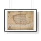 Antique Map of the City of Hull (circa 1539) from the Original Manuscript, Framed Print