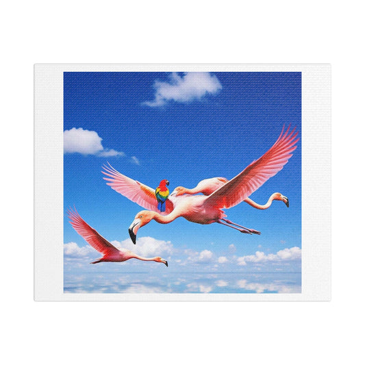 What a Ride! Flamingo Art II 'Designed by AI' Print on Canvas