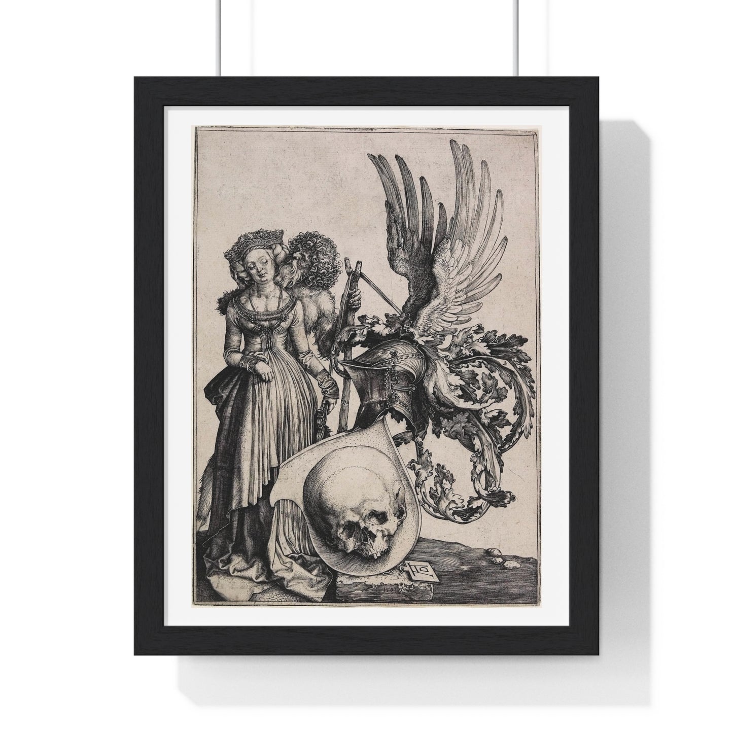 Coat of Arms with a Skull (1503) by Albrecht Dürer from the Original, Framed Art Print