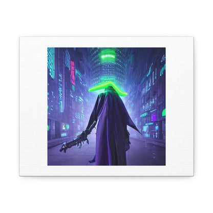 Green Grim Reaper into the Future 'Designed by AI' Art Print on Canvas