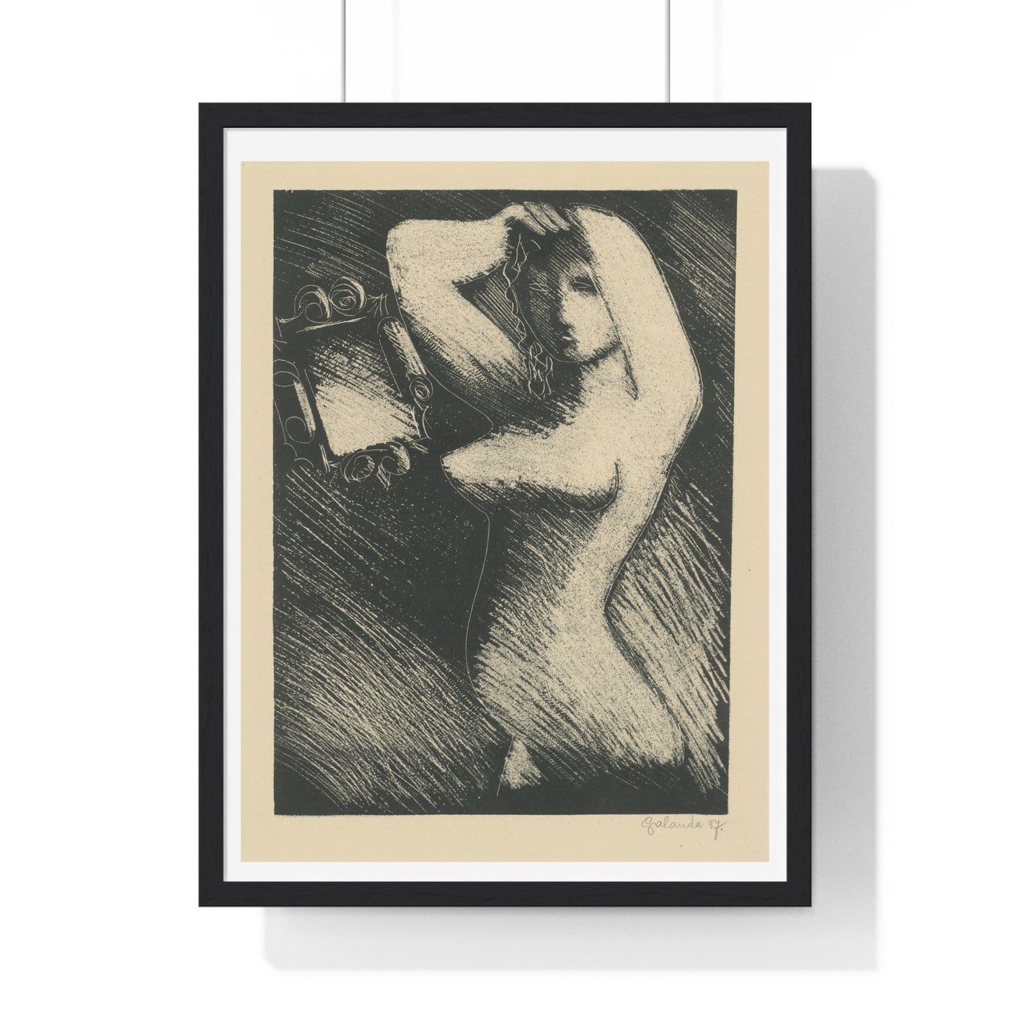 Woman in Front of the Mirror (1937) by Mikuláš Galanda, from the Original, Framed Art Print