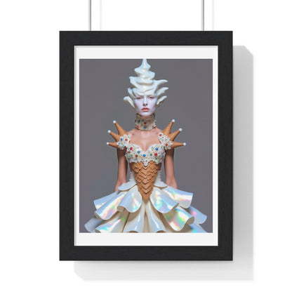 Ice Cream Girl, Abstract Art 'Designed by AI' Framed Print