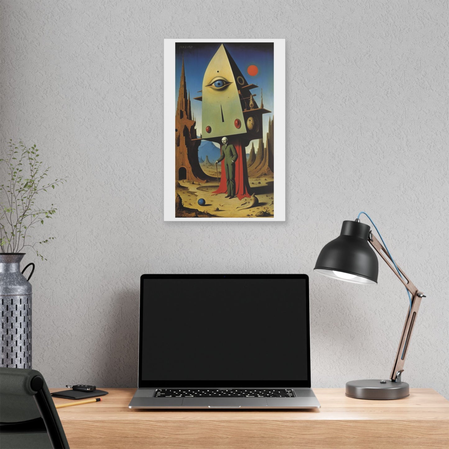 Man at the Watchtower, Surrealist Art Style 'Designed by AI' Canvas Art Print