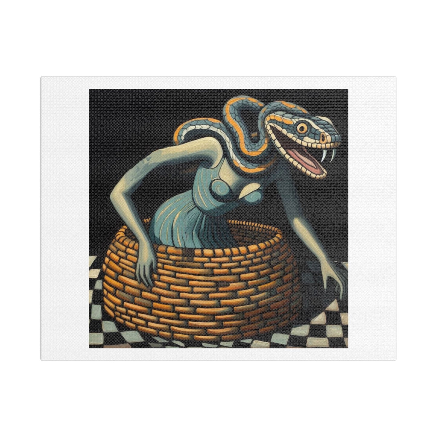 Snake in the Basket 'Designed by AI' Art Print on Canvas