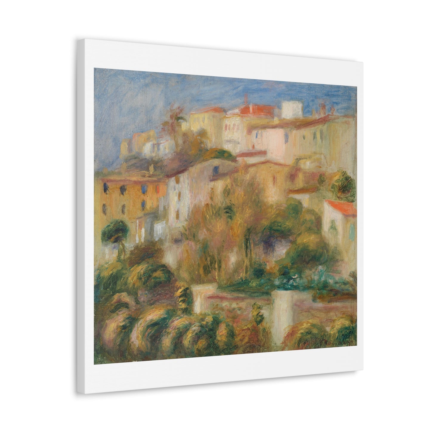 Houses on a Hill 'Groupe de Maisons sur un Coteau' by Pierre Auguste Renoir, Art Print from the Original on Canvas