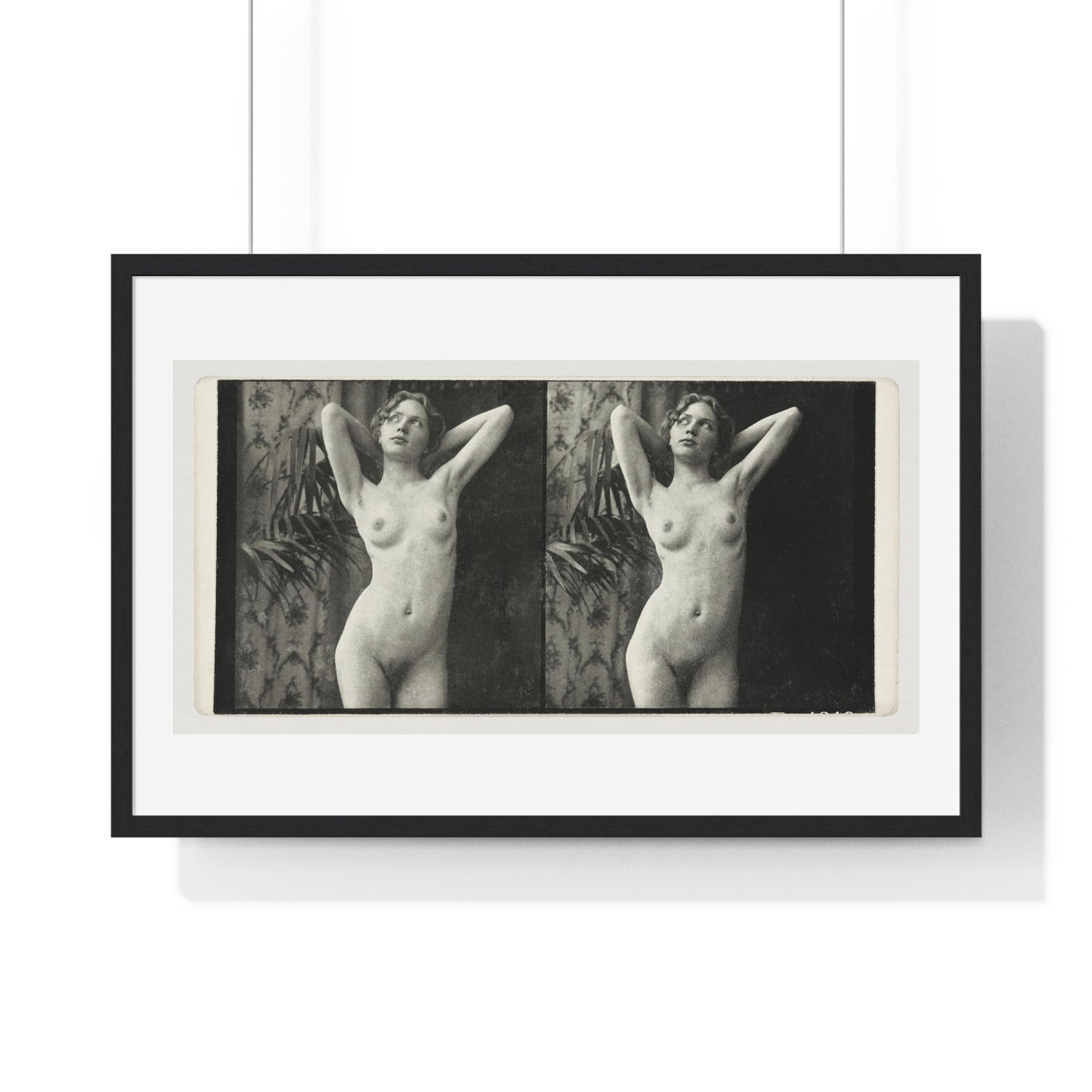 Portrait of a Naked Woman (1873–1910) Vintage Black & White Photography from the Original, Framed Art Print