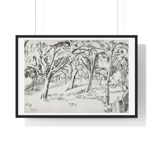 The Orchard (1922) Drawing by Paul Nash from the Original, Framed Art Print