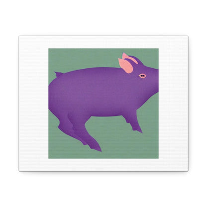 Flying Pig Purple 'Designed by AI' Art Print on Canvas