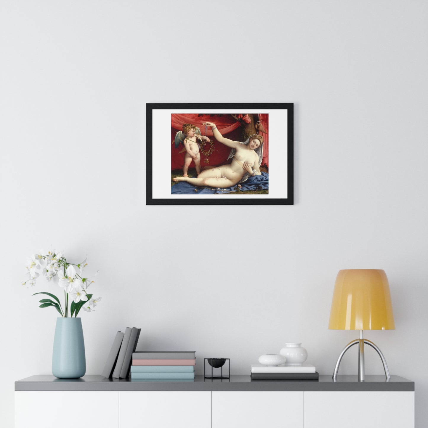 Venus and Cupid (1520s) by Lorenzo Lotto, from the Original, Framed Art Print