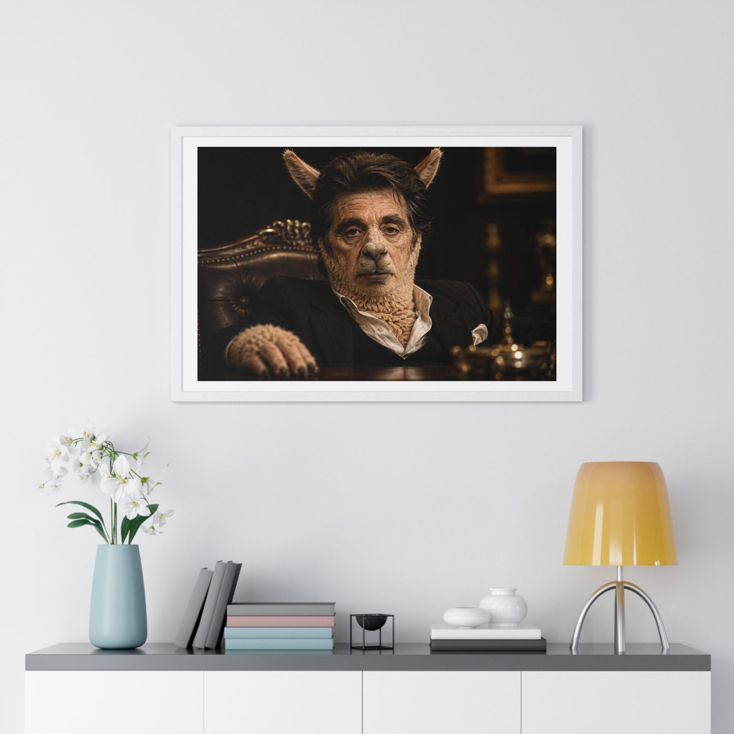 Alpaca Cino 'Designed by AI' Large Wall Art, Framed Print